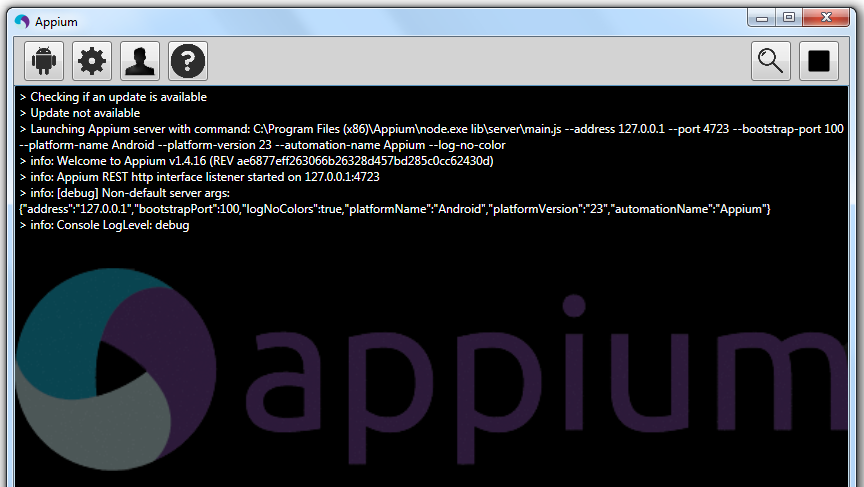 First Appium Server Launched