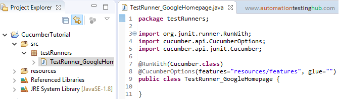 Create Cucumber Test Runner Class AutomationTestingHub