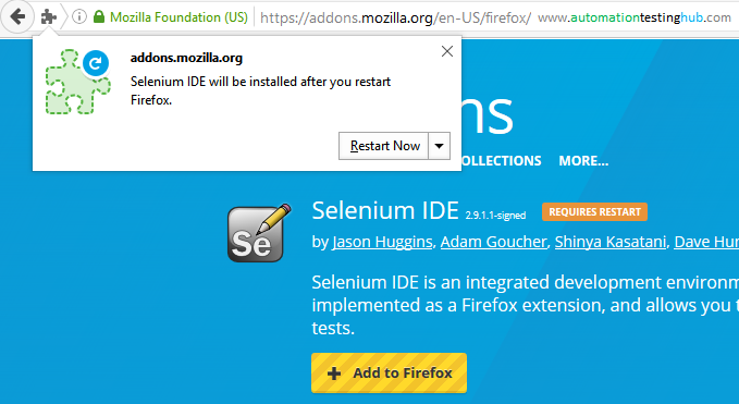 how to install selenium ide for firefox